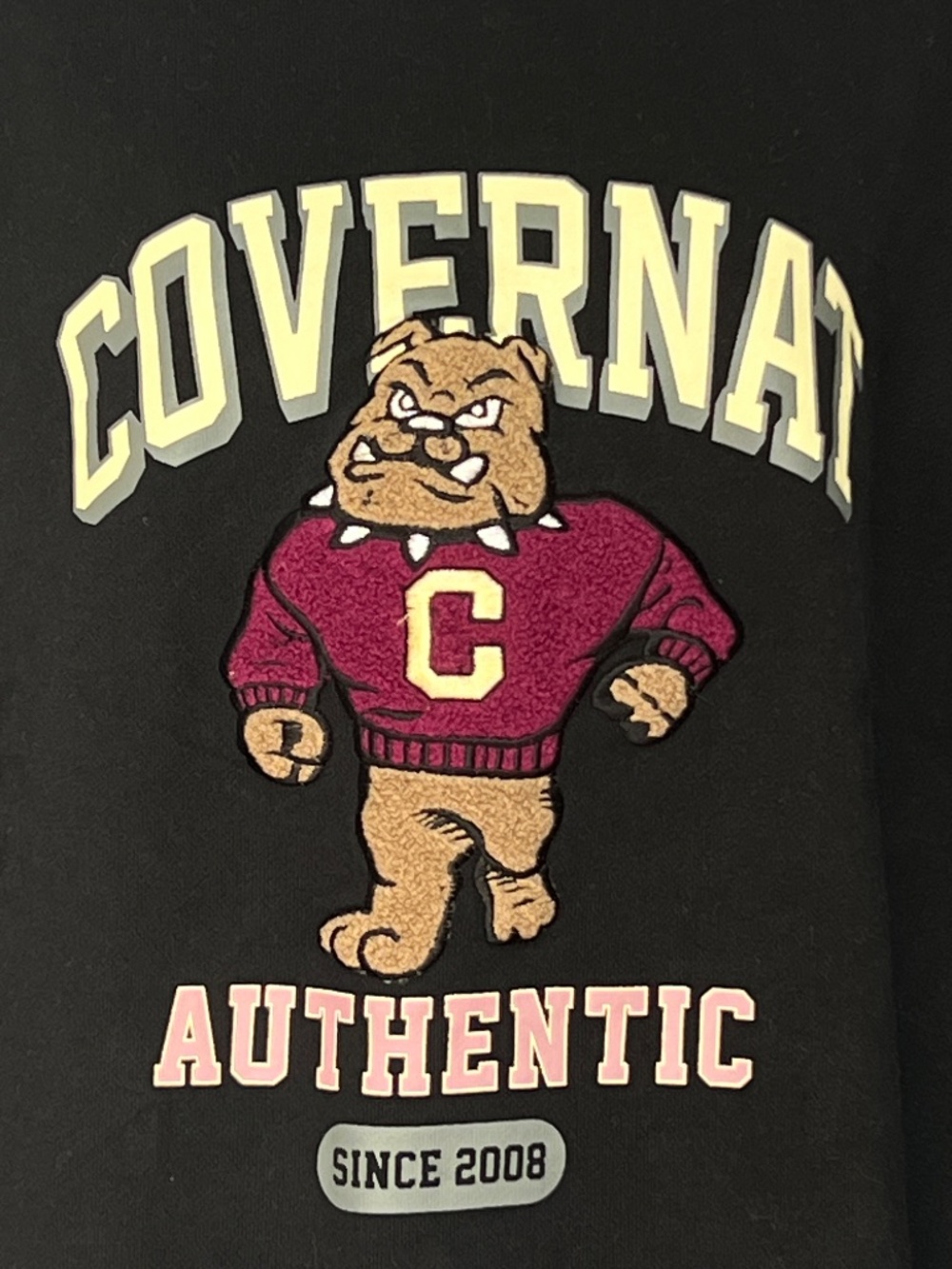 Covernat Crewneck Sweatshirt Black Bulldog Size M 100% Cotton